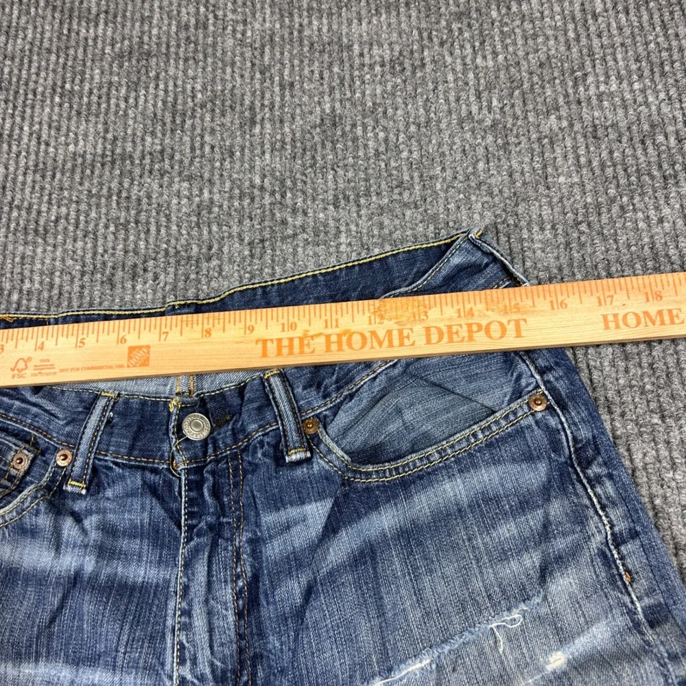 Levis 514 Straight Fit Jeans Mens 33x32 Blue Distressed Denim 00514-0541